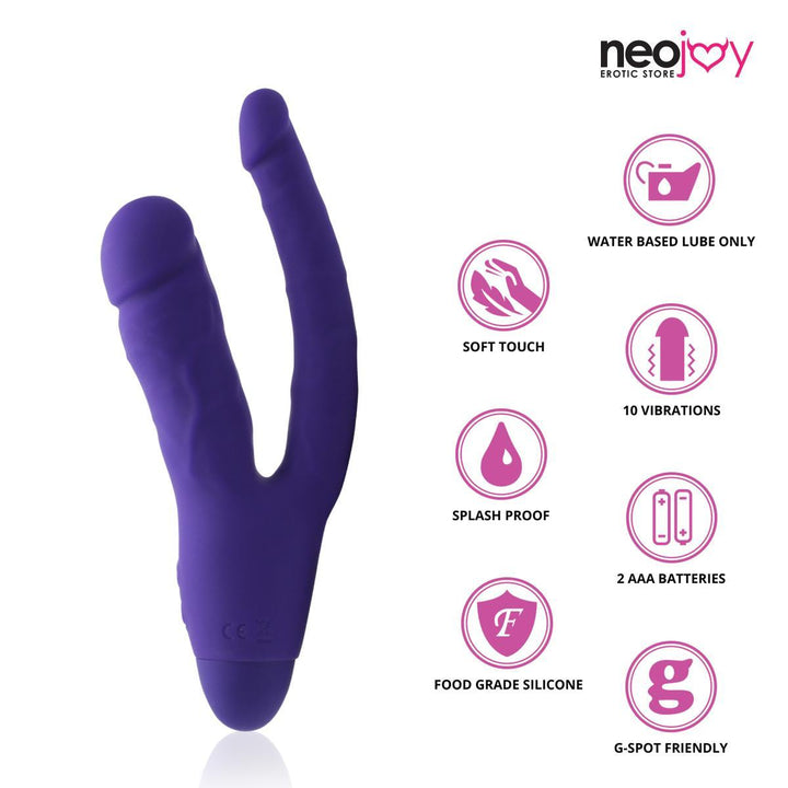 Neojoy Double Trouble Clitoral Vibrator Silicon 10 Speeds - Purple - Lucidtoys