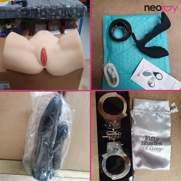 Neojoy Butts & Vagina - Vibrator - Hand Cuffs - Double Dildo with Suction Cup