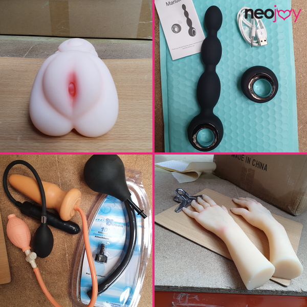 Neojoy Hand Sex Toy - Suction pump & Cleaners - Male Pocket Pussy - Clitoral Beads Vibrator