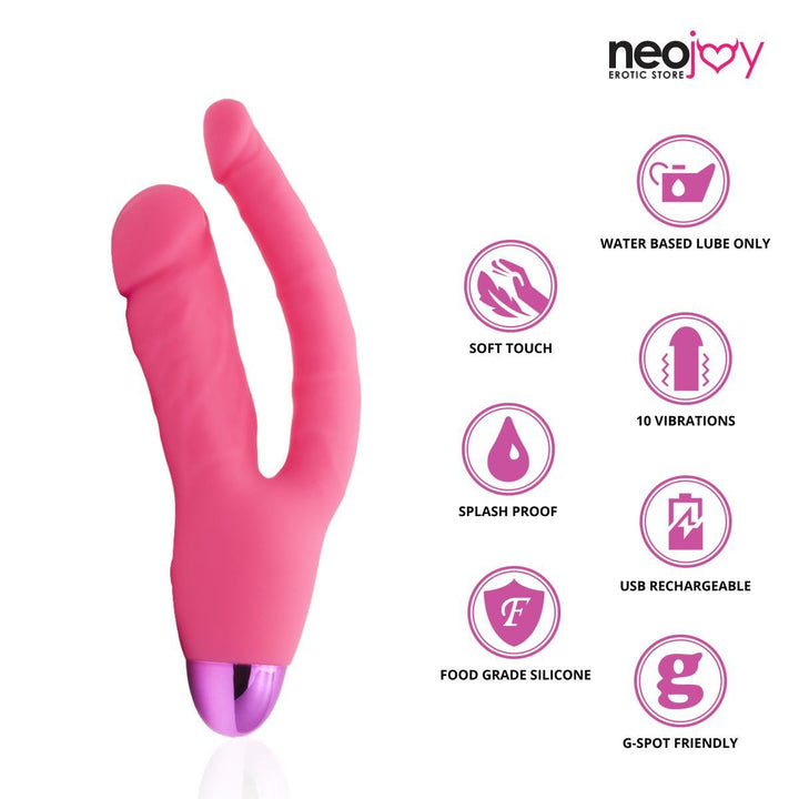 Neojoy Double Trouble Vaginal & Anal Vibrator Silicon 10 Speeds - Pink Anal Vibrator - lucidtoys.com Dildo vibrator sex toy love doll