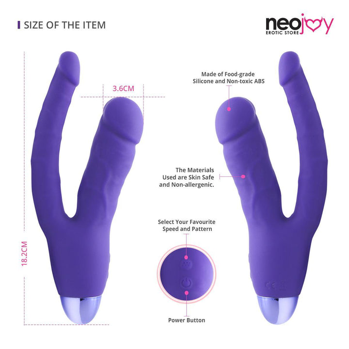 Neojoy Double Trouble Clitoral Vibrator Silicon 10 Speeds Rechargeable - Purple Anal Vibrator - lucidtoys.com Dildo vibrator sex toy love doll