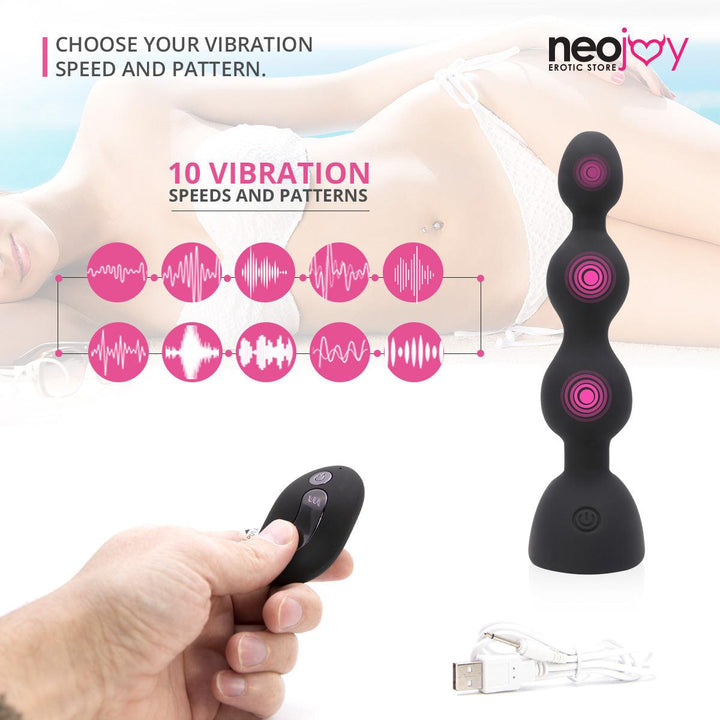Neojoy Double Vibe Beads - 10 Speeds Anal Vibrator - Silicone Butt Plug Prostate Massager - Adult Sex Toy - Lucidtoys