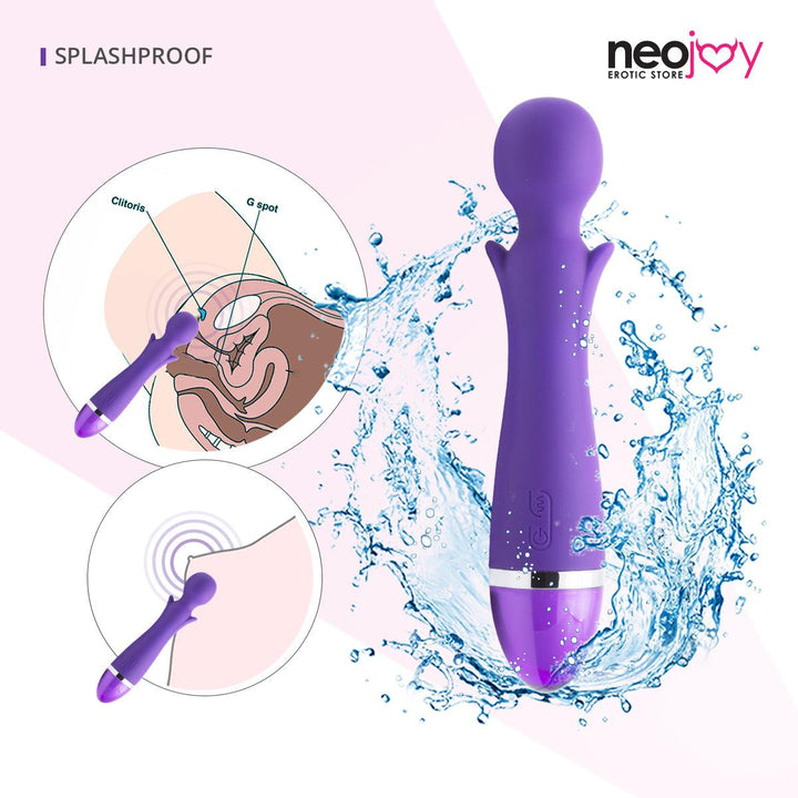 Neojoy Wand Vibrator Silicone USB Rechargeable 3-Speed 9-Functions - Lucidtoys