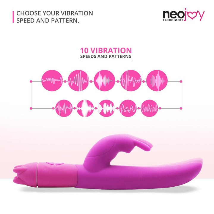 Neojoy Vibe Stick Silicone Rabbit Vibrator 10-Speed Functions - Lucidtoys