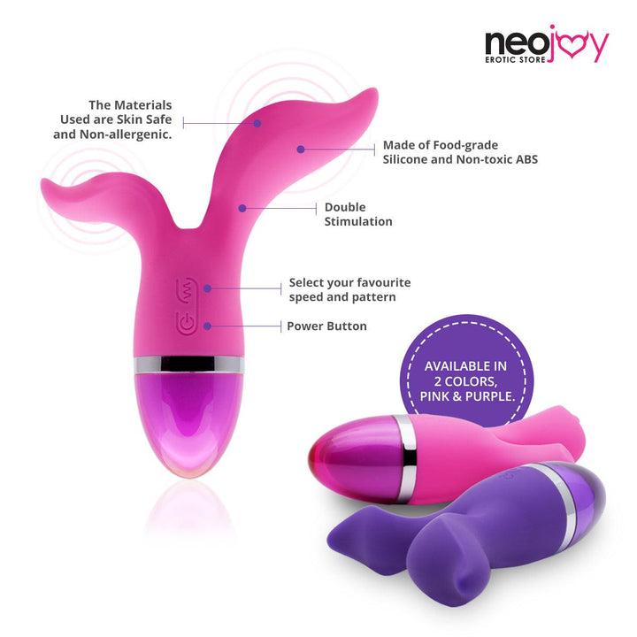 NeoJoy Double Pleasure Dual Vibrator Silicon 9 Function USB Rechargeable Vibration - Lucidtoys