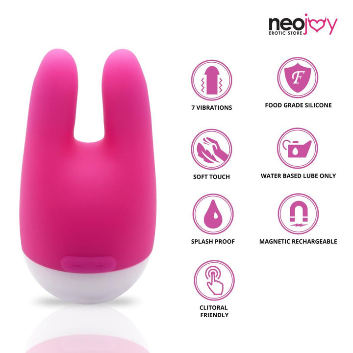 Neojoy Nip-Clit Silicone Clitoral Vibrator USB Rechargeable 7-Speed Functions - Lucidtoys