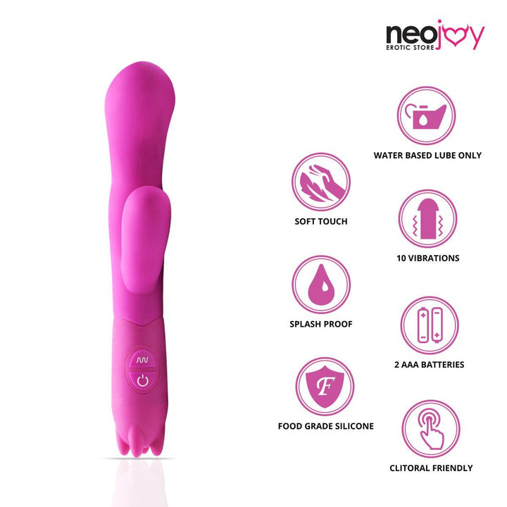 Neojoy Dual G-Vibe Silicone Rabbit Vibrator 10-Speed Functions - Lucidtoys