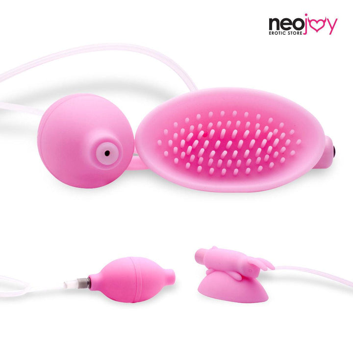 Neojoy Vagina Pump Vibrator Silicone - Pink 5.90 inch- 15cm - Lucidtoys